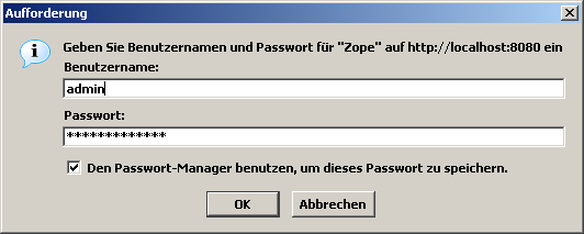Benutzer und Passwort