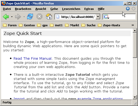 Zope Quick Start
